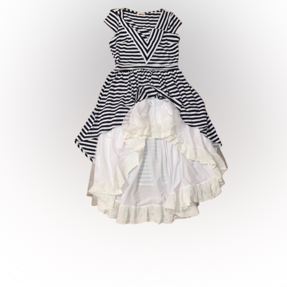 Favori navy and white dress with ruffle slip size 6